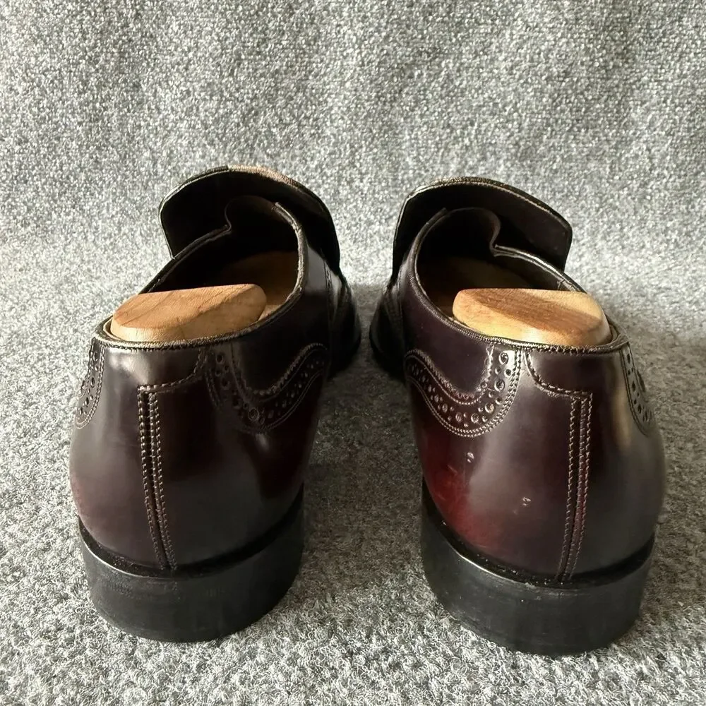 Bally Chamos Men's Burgundy Leather Tassel Brogue Loafer Dress Shoes US 10 D